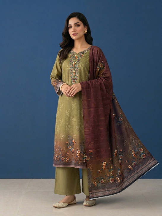 Mahzarish Inaya – Printed Lawn & Bana Dora 3-Piece