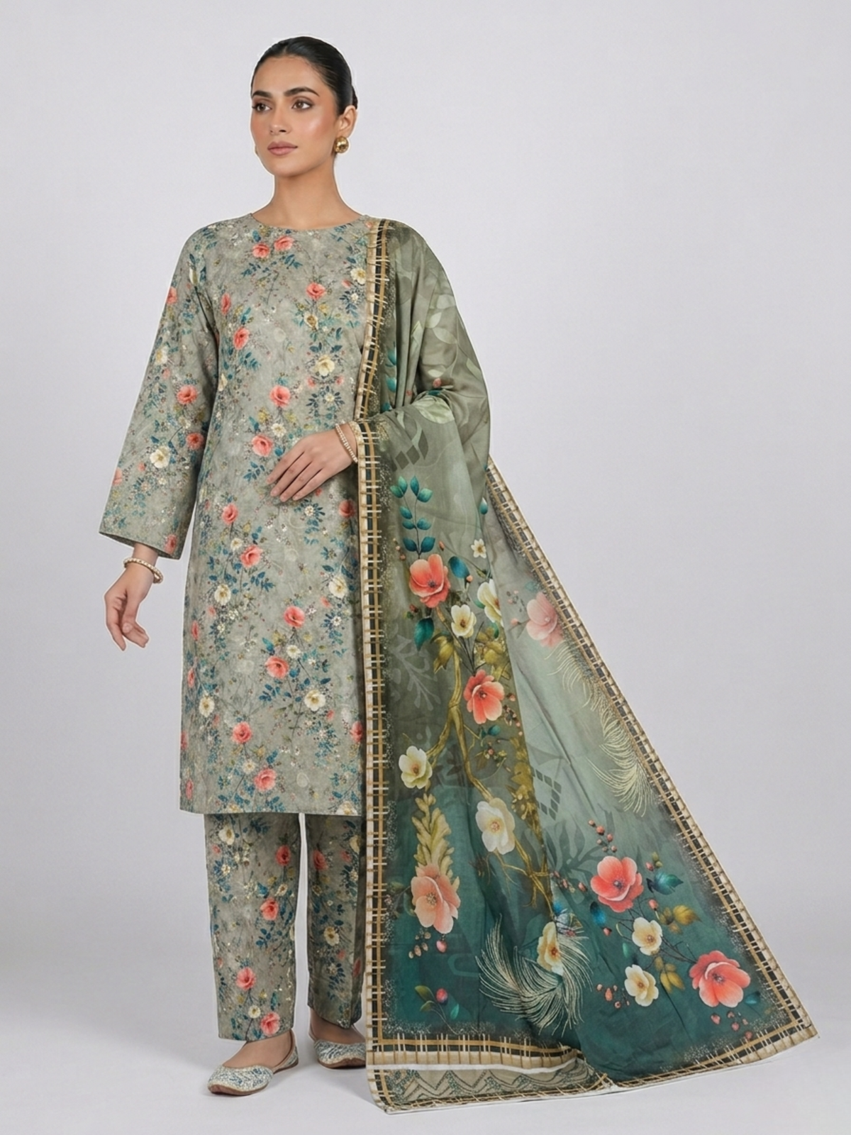 Mahzarish Olivra – Lawn 3-Piece
