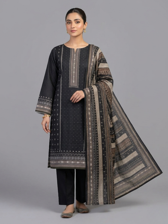 Mahzarish Noir – Printed Bana Dora Lawn 3-Piece