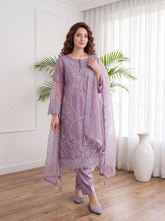 Ayla – 4-Piece Embroidered Organza Suit