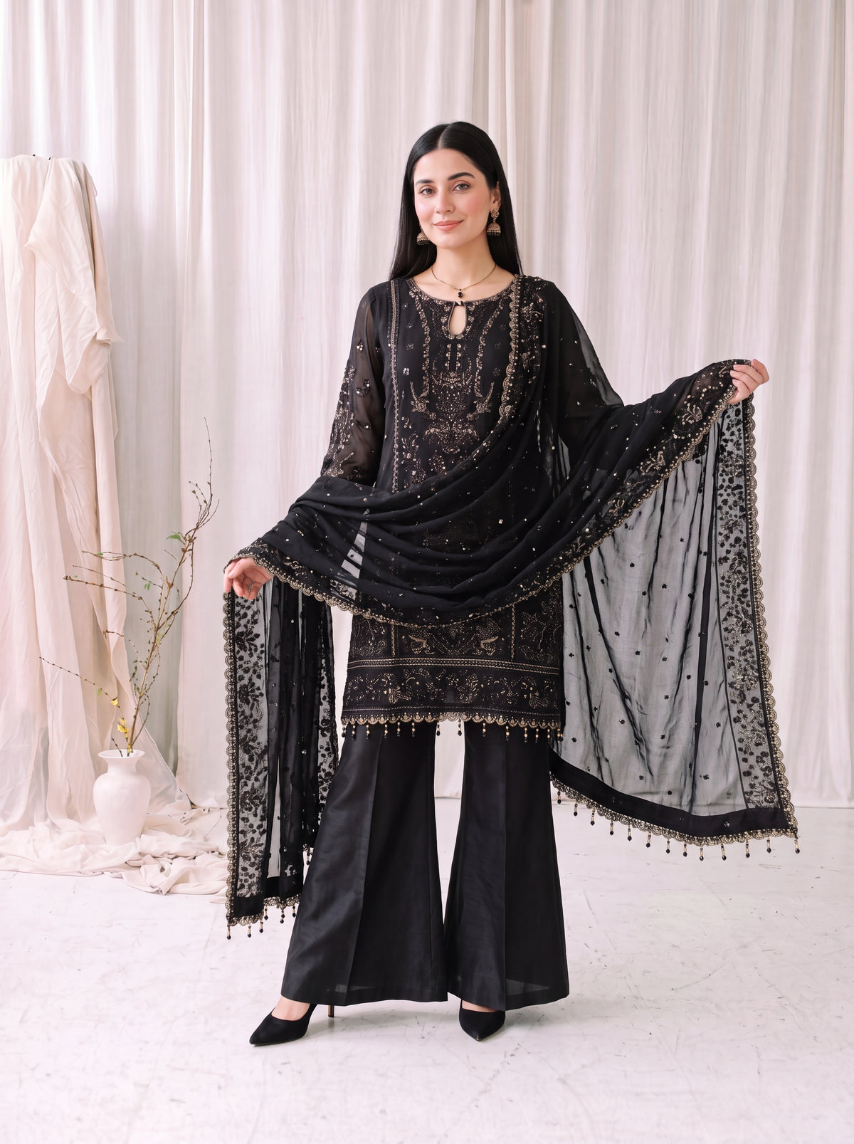 Meher – 4-Piece Embroidered Chiffon Suit