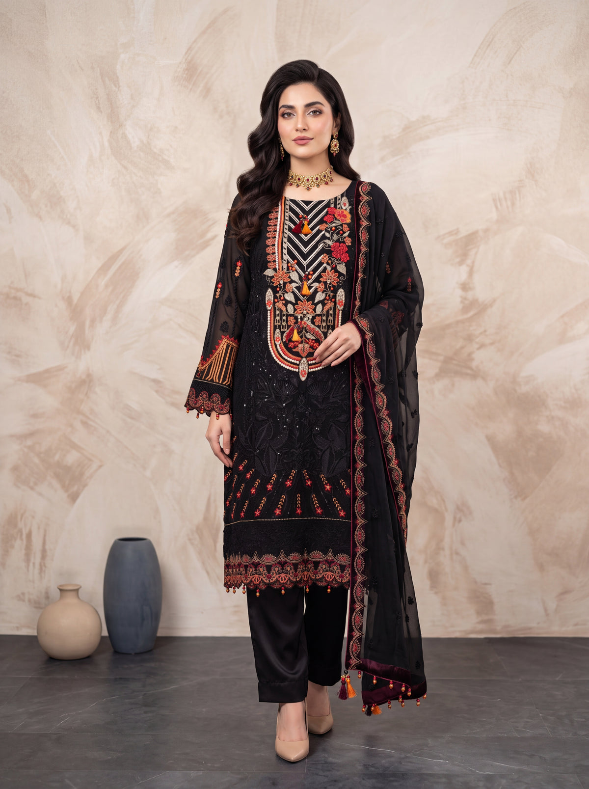 Zarish – 4-Piece Embroidered Chiffon Suit